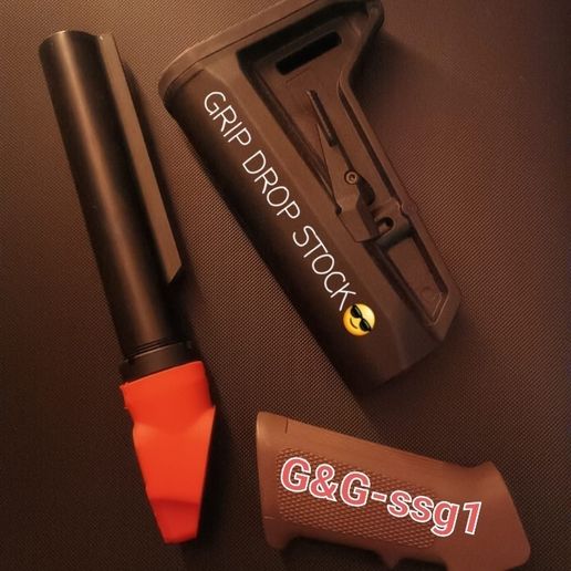 🔫 Airsoft AEG Grip Drop Stock Adapter G&G ssg1 (Lite)・Arquivo STL para ...
