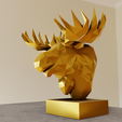 bust-low-poly-1.png Elk moose bust low poly statue stl 3d print file