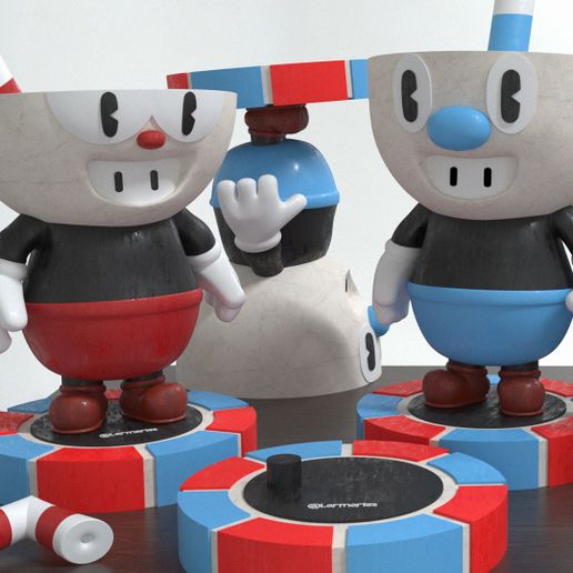 STL file FALL GUYS WITH SKIN / MUGMAN & CUPHEAD ALL IN ONE・3D printing ...