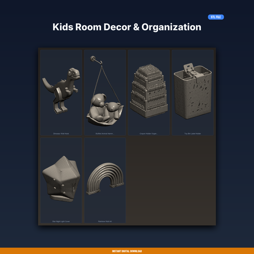Kids Room Decor & Organization - 6-Model STL Bundle