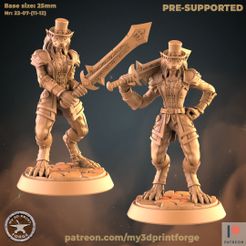Base size: 25mm PRE-SUPPORTED Nr: 22-07-(11-12) PATREON Archivo 3D Mujer lobo con espada Dos modelos・Modelo para descargar y imprimir en 3D, My3DprintFORGE