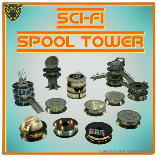 Sci-Fi Spool Tower Bundle – Modular Recycled Filament Spool Terrain System | Supportless STL Pack