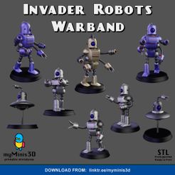 001_Robots_Warband.jpg STL file Invader Robots Warband | 3D print models.・3D printer model to download, My_Minis_3D