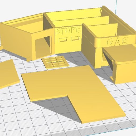 Corner Gas STL Pieces.JPG Archivo 3D PREMIUM N Scale Rural Town Gasolinera & Cafe (#1 de 7 en el set)・Modelo para descargar y imprimir en 3D, MFouillard