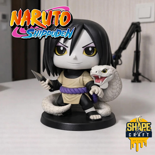 Orochimaru Funko Pop STL File - Naruto Chibi Desk Statue 3D Model - Anime Printable Fan Art Figure