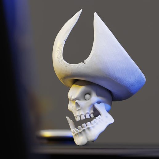 Horned Skull Bust STL – Fantasy Skeleton Head 3D Printable Model