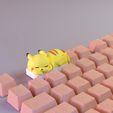 Pikachu_11.jpg Lazy Pikachu Keyboard Decoration - 3D Print Model STL