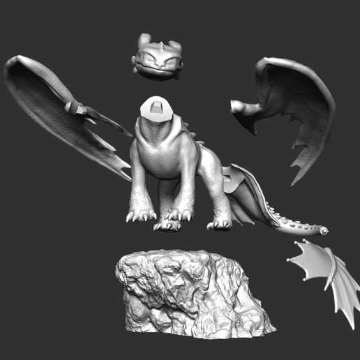 despeice.jpg Descargar archivo STL Toothless - How to train your dragon for 3d print model • Plan para imprimir en 3D, Ignacioabusto