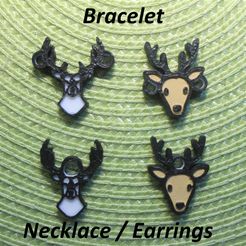 IMG_7306.jpg STL file 4 Deer Necklaces, Bracelets, Earrings, Jewelry・Model to download and 3D print
