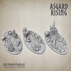 Oval_bases_asgard_rising.jpg 3 x Oval 35x60mm Bases FOREST Theme