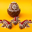 Gingerbread-Dragon-And-Egg-STL-3D-Print-Files-5.jpg Articulated Gingerbread Dragon And Egg Storage Box, No Support For Printing, Flexi Winged Dragon