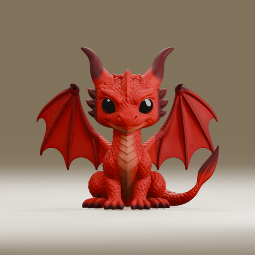 Fourth Wing – Sliseag Funko-Style Red Dragon | Complete & Multipart STL