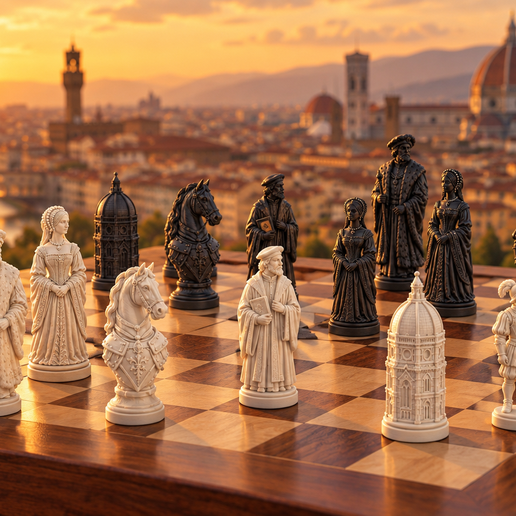 Renaissance – Schachfiguren-Set, 6 Figurentypen als STL