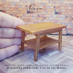 Pottery-Barn-Inspired-Mateo-Coffee-Table-Miniature-6.png Fichier STL Table basse rectangulaire Mateo inspirée de Pottery Barn, table miniature, table basse miniature, Pottery Barn Miniature・Objet pour imprimante 3D à télécharger