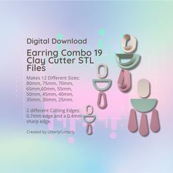 Cover-9.png Clay Cutter STL File - Earring Combo 19  - Earring Digital File Download- 12 sizes and 2 Earring Cutter Versions, cookie cutter