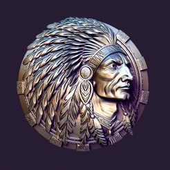 04.jpg STL file american indian MEDALLION for casting・3D print model to download