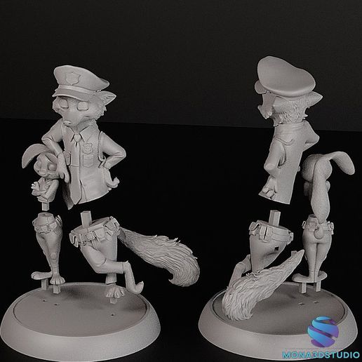 111.jpg Zootopia 2 Diorama 3D (Qualidade Premium) - Judy & Nick Cops STL para impressão