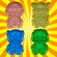 SUPÉR-HEROES-2.png Set of 4 cookie or fondant cutters Super Heroes