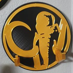 B-Coin1.jpg STL file Black Power Ranger Axe Blaster Holder・3D printing design to download