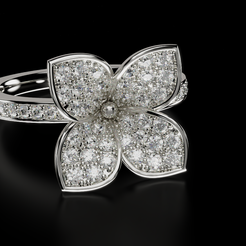 Scene_Package_ArtSpeshal_VINS2.2765.png STL file Stylish ring with a flower in diamonds 680・3D printing template to download