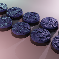 ovw.png STL file 10x 25mm base with cobblestone v5 (+toppers)・3D printing idea to download