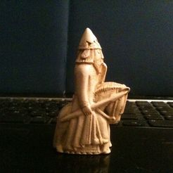 Knight_right_display_large.jpg Free STL file Lewis Chessmen - Knight・Object to download and to 3D print