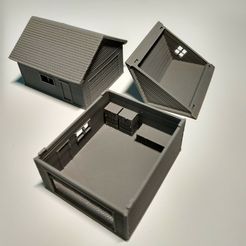 Garage1-6.jpg Free STL file N-Scale Garage FREE - 1:160 Scale STL Files・Design to download and 3D print