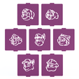 1.png Juego de 7 plantillas de patrulla de patas para café y pastelería.