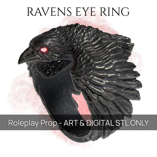 Ravens Eye Ring - D&D prop - Ring - PRESUPPORTED 3D model