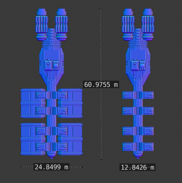 Steinbeck Class M-Freighter-scale.PNG Fichier STL gratuit Vaisseau spatial à pleine poussée・Design à télécharger et à imprimer en 3D, Go0gleplex