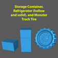 Storage Container, Refrigerator (hollow and solid), and Monster Truck Tire Marvel Crisis Protocol Bases, Debris, and Terrain - pack 3
