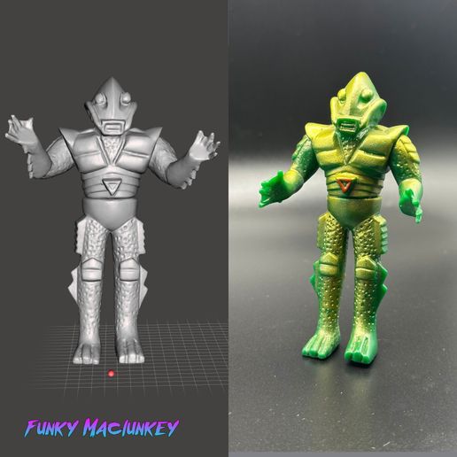 VINTAGE MICROMAN AMAZON ACROYEAR GREEN MONSTER UROKOMAN ACTION FIGURE