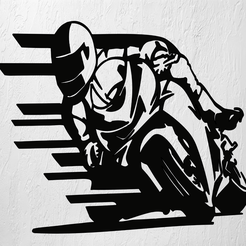 Imagen1-MOTOCICLISTA.png Archivo STL MOTOCICLISTA ARTE DE PARED DECORACIÓN 2D・Diseño de impresora 3D para descargar