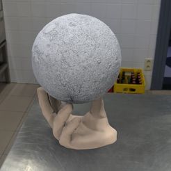 2.jpg STL file Moon lamp stand hand. Base para litofania de mano・3D printing template to download