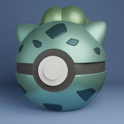bulba-rrender.jpg STL-Datei Pokemon Bulbasaur Pokeball kostenlos・Objekt zum Herunterladen und Drucken in 3D