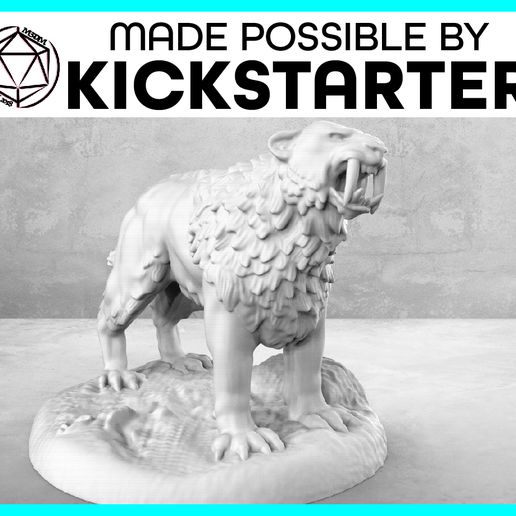 Saber Tooth Tiger - Action Pose - Tabletop Miniature 3D model
