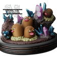 Diglett05.png STL file Diglett Dugtrio Pokemon Statue・Template to download and 3D print
