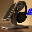 Model_13_3.jpg HEADPHONE STAND WITH PHONE STAND - Model 13 - smooth surface version