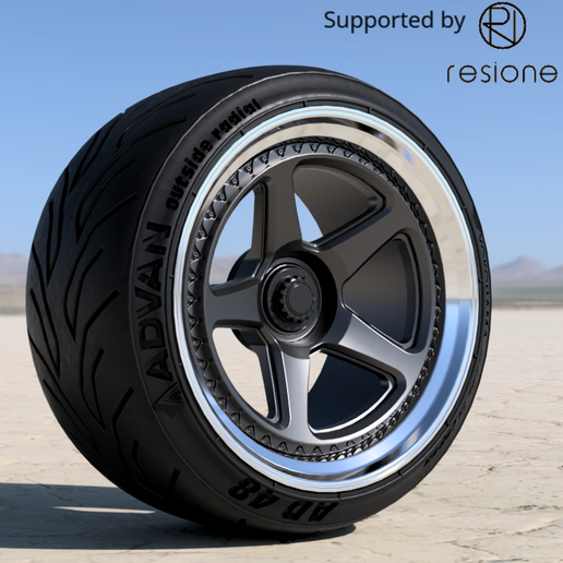 brixton-tr05-advan-racing-hot-wheels-3.png Brixton TR05 Jantes aérodynamiques forgées 3pcs Avec pneus Advan pour modèles réduits et diecast