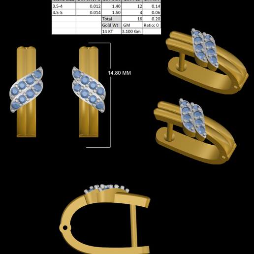8 Pear Earrring ( full Bali ) 3D model