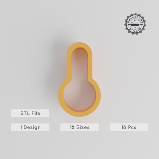 product_1442-01_main.jpg Thermometer Shape Cutter, 18 Sizes 0.75"-5", Cookie & Fondant Tool, Temperature Gauge, Weather Sensor, Climate Monitor Collection