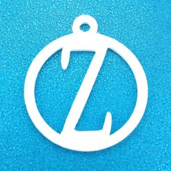 ZInitialRoundGiftTag3DPrintPhoto1.jpg STL-Datei Z - Initiale Runder Geschenkanhänger Ornament・Design für 3D-Drucker zum herunterladen