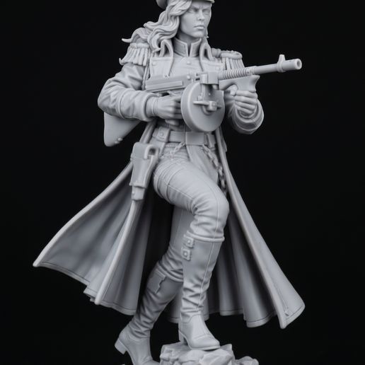 female Officer w/ thompson for Grimdark Crusade 3D model