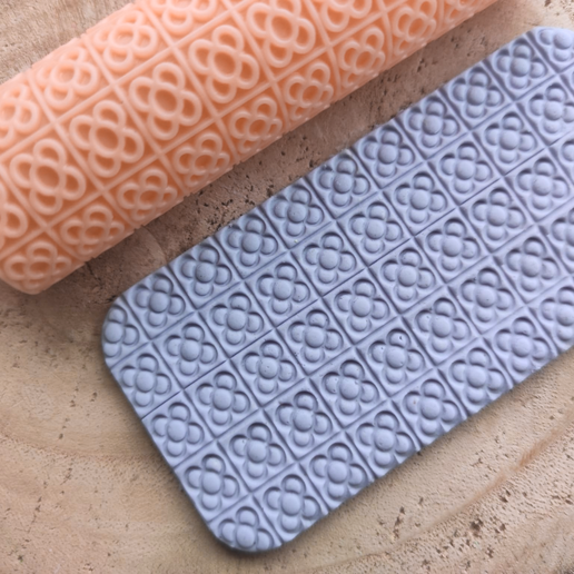 Flower Tile Barcelona Floor Texture Roller for Clay