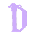 D Llavero.stl HARRY POTTER STYLE LETTER D WITH CHRISTMAS HAT + KEY CHAIN