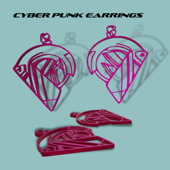 CYBER-PUNK-EARRINGS.png STL file Cyber Punk Earrings・Template to download and 3D print