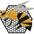 Biene2.png Bee in honeycomb 3D wall art