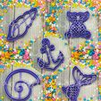 marina.jpg SEA SET OF 6 CUTTERS - cookie cutter - sea bed, beach, summer, conch party - dough and clay cutter - shell - 8cm