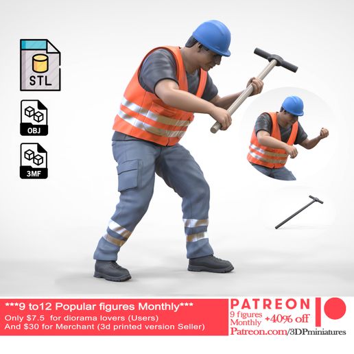 N1 Track or railway worker 3D model