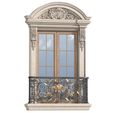 3ddd1.jpg Fenêtre de façade classique avec balcon à la française Modèle 3D de clôture forgée